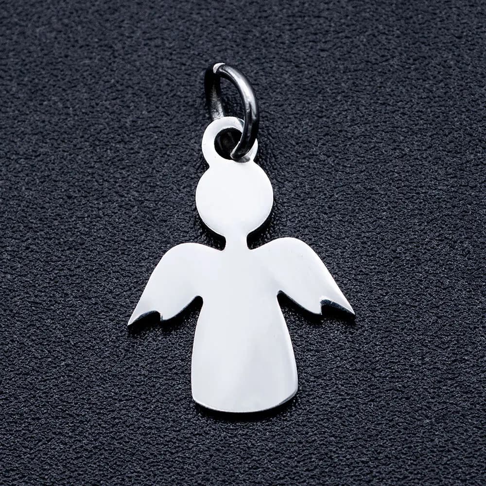 10 Pezzi/Lotto Ciondolo a Forma di Angelo in Acciaio Inossidabile 316L per Creazione di Gioielli Fai-da-Te, Accessori per Collane e Bracciali, Regali