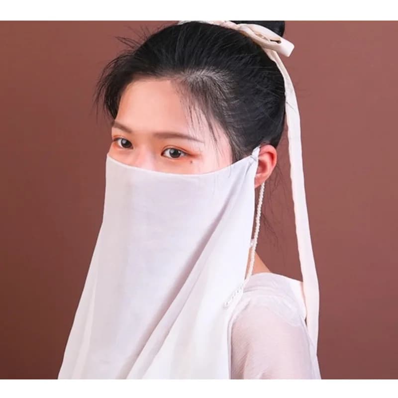 Hanfu velo fai da te antico appeso orecchio nappa copertura tenda canzone copricapo danza che copre velo ragazza antico Costume accessori