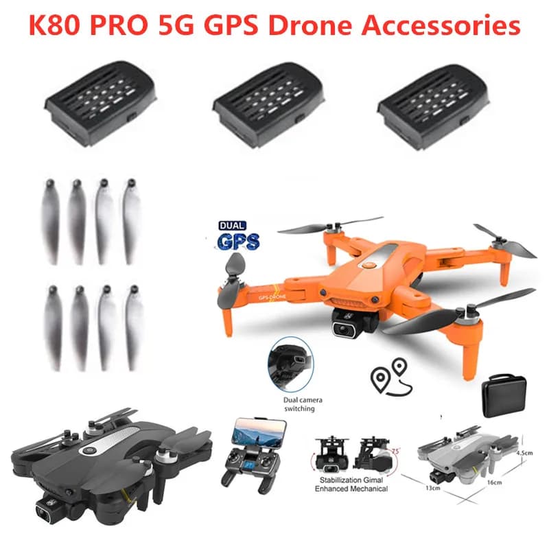 Batteria per Drone K80 PRO MAX 2200mAh/Elica/Cavo USB per Drone RC K80 PRO MAX Batteria K80PRO MAX per Droni Giocattolo