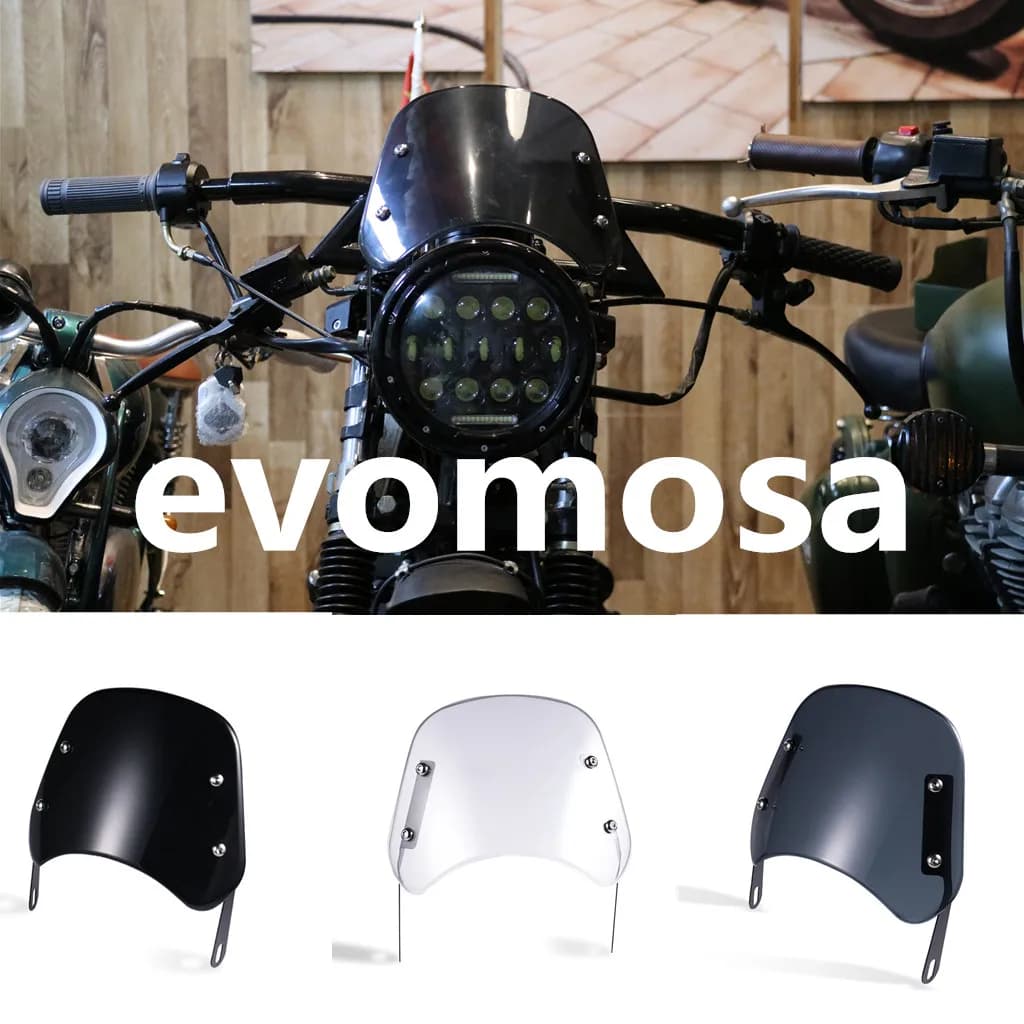 5-7 pollici Moto Retro Cafe Racer Faro Parabrezza Strumento Visiera Misura Per Honda Yamaha XJR 1300 Suzuki GSX 1400