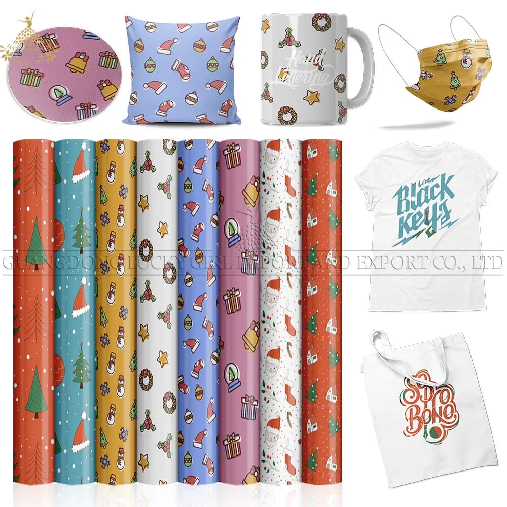 Lucky Goddness Christmas fogli di inchiostro a trasferimento fusibile 12x12 "carta vinilica a sublimazione 8 pezzi per gioia adatta per t-shirt