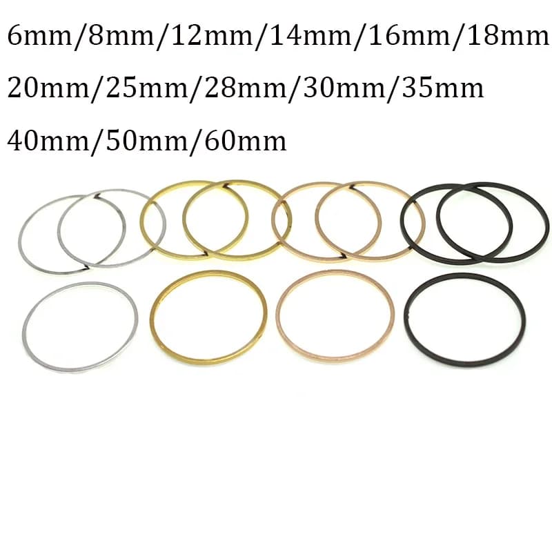 Anelli chiusi rotondi in ottone da 8-60 mm adatti a cerchi per orecchini a cerchio grande Fili Connettori Pendenti per accessori per la creazione di gioielli per orecchie fai da te