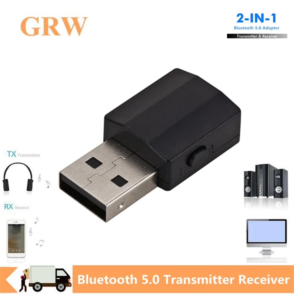 GRWIBEOU nuovo ricevitore trasmettitore Bluetooth 5.0 Mini adattatore musicale Wireless Stereo AUX da 3.5mm per autoradio TV auricolare Bluetooth