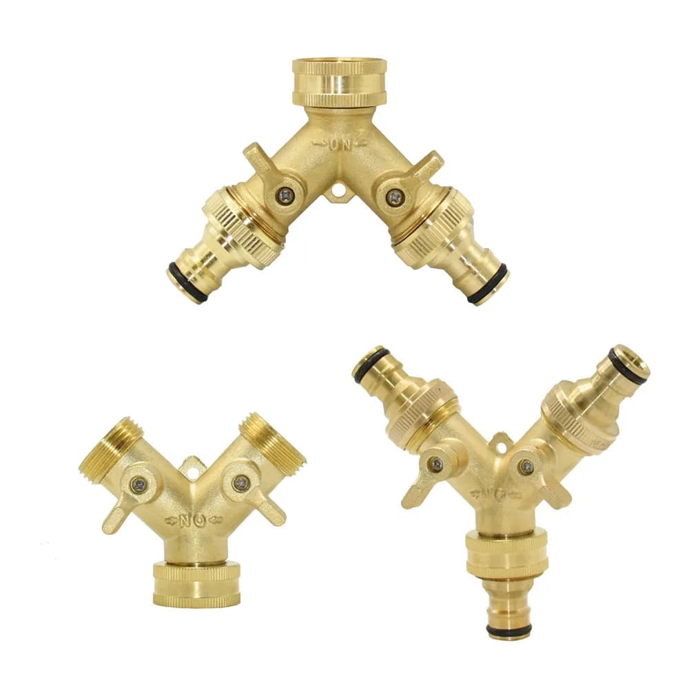 3/4" Brass Garden Pipe Splitter 2/4-way Faucet Type Y Watering Connector Garden Faucet