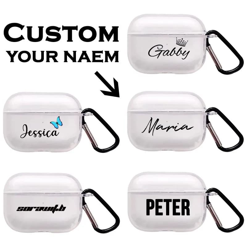 Caso personalizzato per Airpod pro caso con portachiavi protezione morbida copertura in TPU nome personalizzato fai da te per Airpodpro caso regalo personalizzato