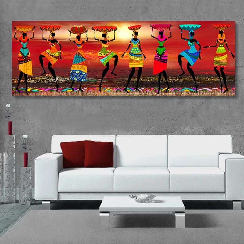 Poster with abstract dance print of African women, canvas painting, wall art, pictures for living room, bedroom decoration, frameless