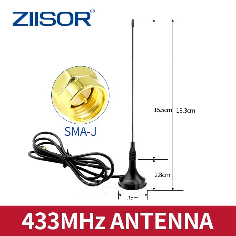 Antenna Magnetica Whip ad Alto Guadagno 433MHz SMA Maschio per Modulo Wireless 433M LoRa Spread Spectrum WiFi Omnidirezionale