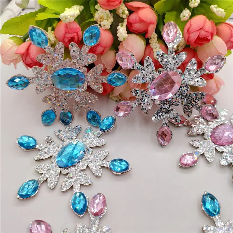10 pz/lotto cristallo fiocco di neve appliques per clip di capelli per bambini fai da te accessori fascia per capelli decorazione abito fiore