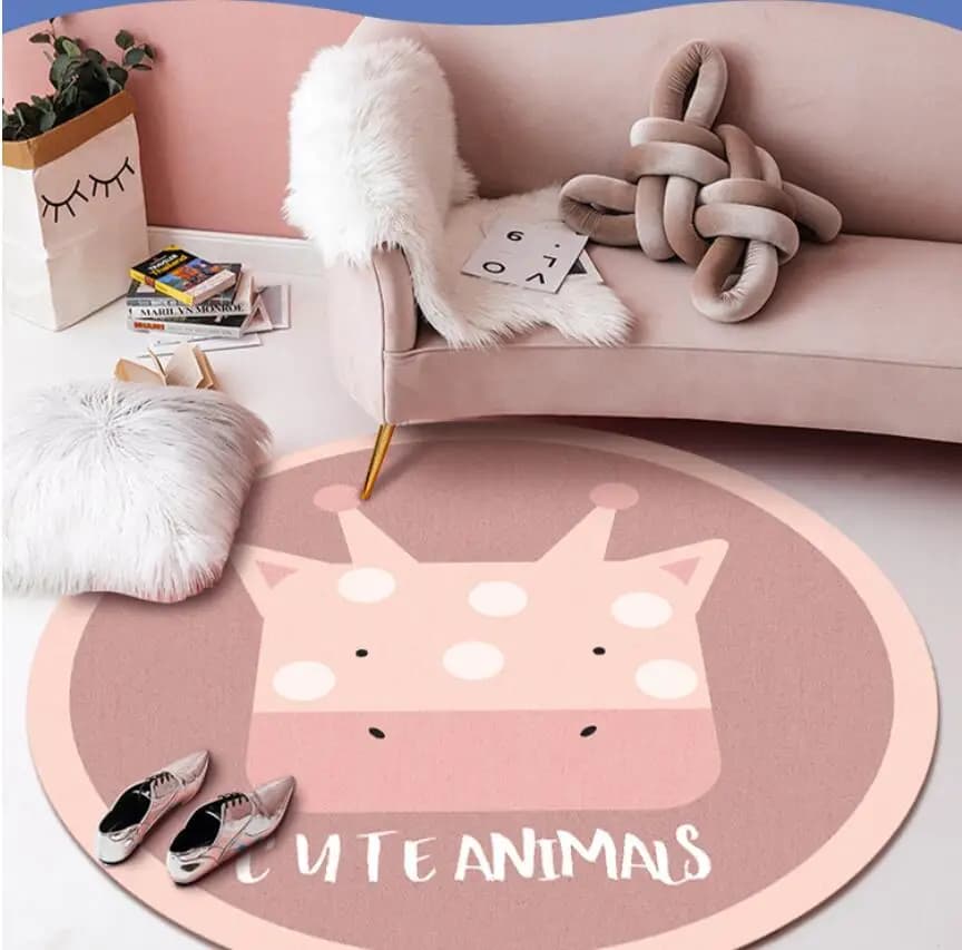 Nordic simpatico cartone animato animale leone gatto cane rotondo bambini tappeto ragazzo decorazione per bambini tappeto tappetino per tenda camera da letto comodino tappeto tappetino da gioco
