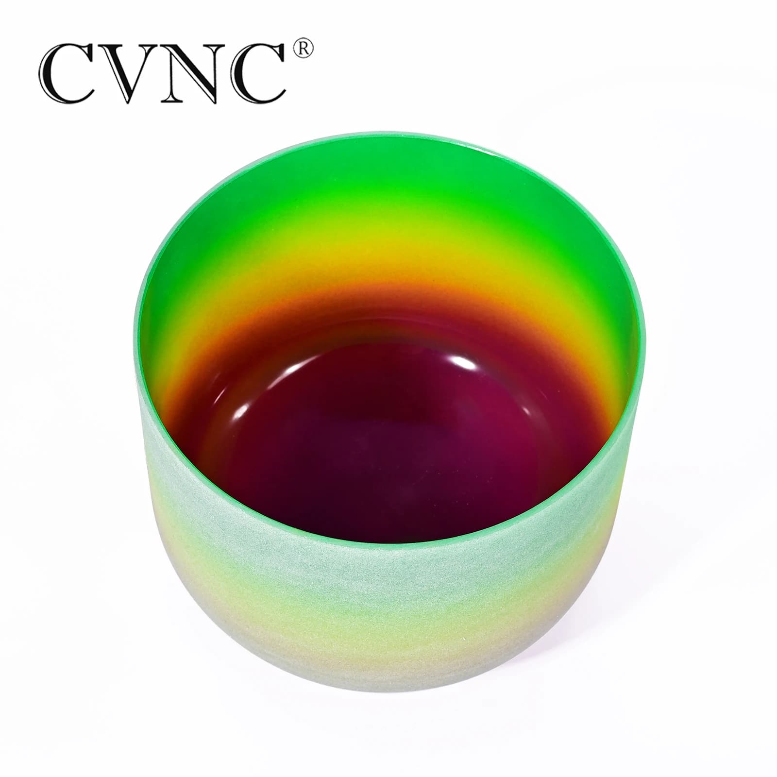 CVNC 12 Inch Chakra Rainbow Frosted Quartz Crystal Singing Bowl for Sound Healing and meditation with mallet