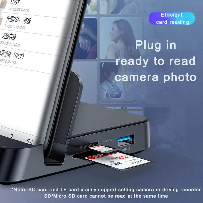 Docking station HUB intelligente di tipo C, convertitore di proiezione, compatibile con USB C a HDMI, docking station + supporto + caricabatterie 3 in 1