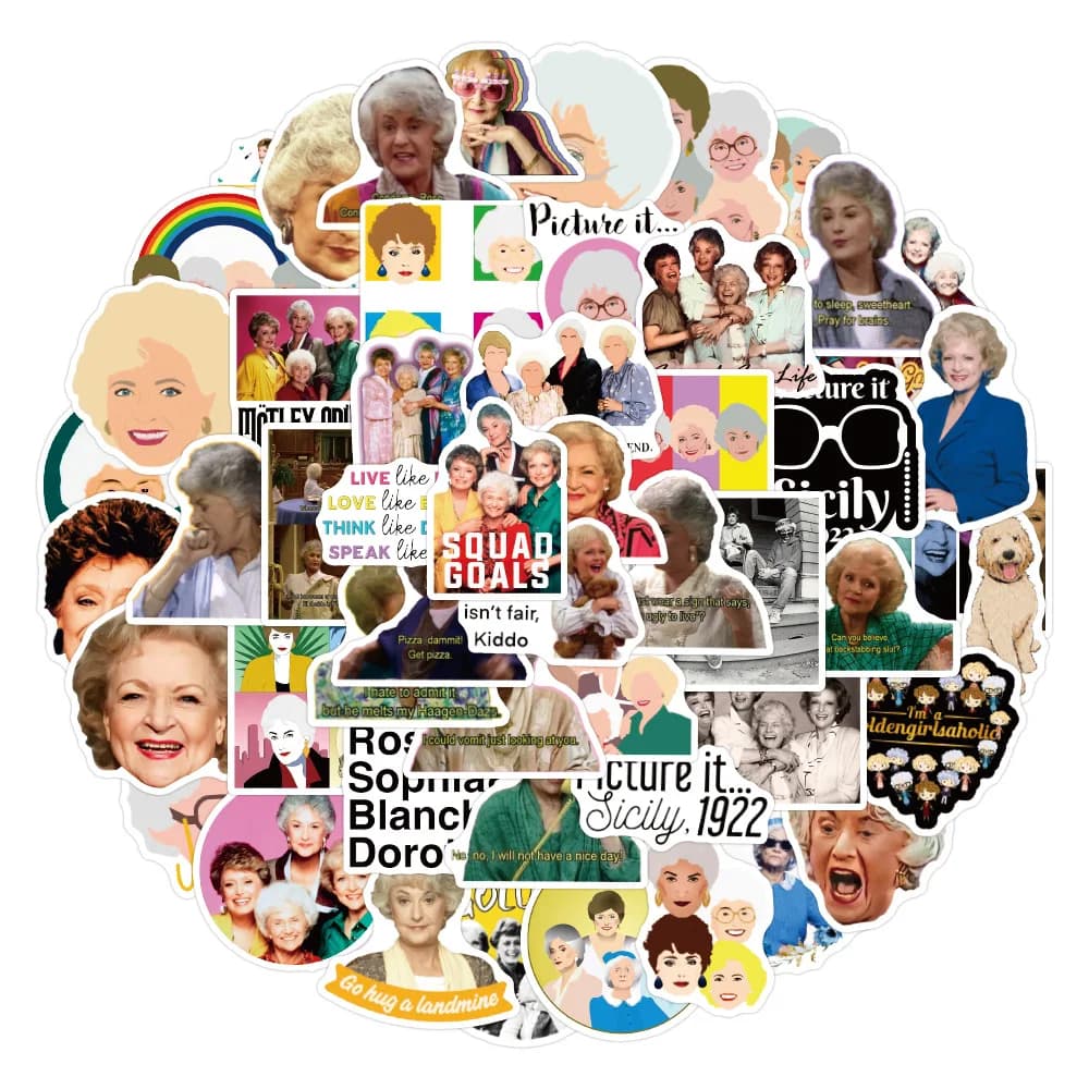 10/30/50PCS The Golden Girls TV Show Stickers Aesthetic Phone Laptop Water Bottle Waterproof Graffiti DIY Decal Sticker Kid Toy