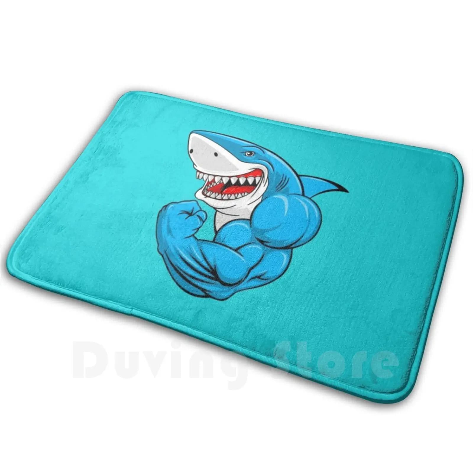 Tappeto Tappetino Tappeto Cuscino Morbido Squali Ganasce Oceano Spiaggia Acqua Pesce Nimal Mare Palestra Ginnastica Fitness Allenamento Estate