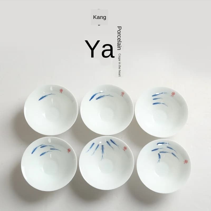 Teacup Ceramic Kung Fu Teacup Hand-Painted Ceramic Whiteware Tea Set Nostalgic Antique Type Cup MasterCup Single Retro Style Cup