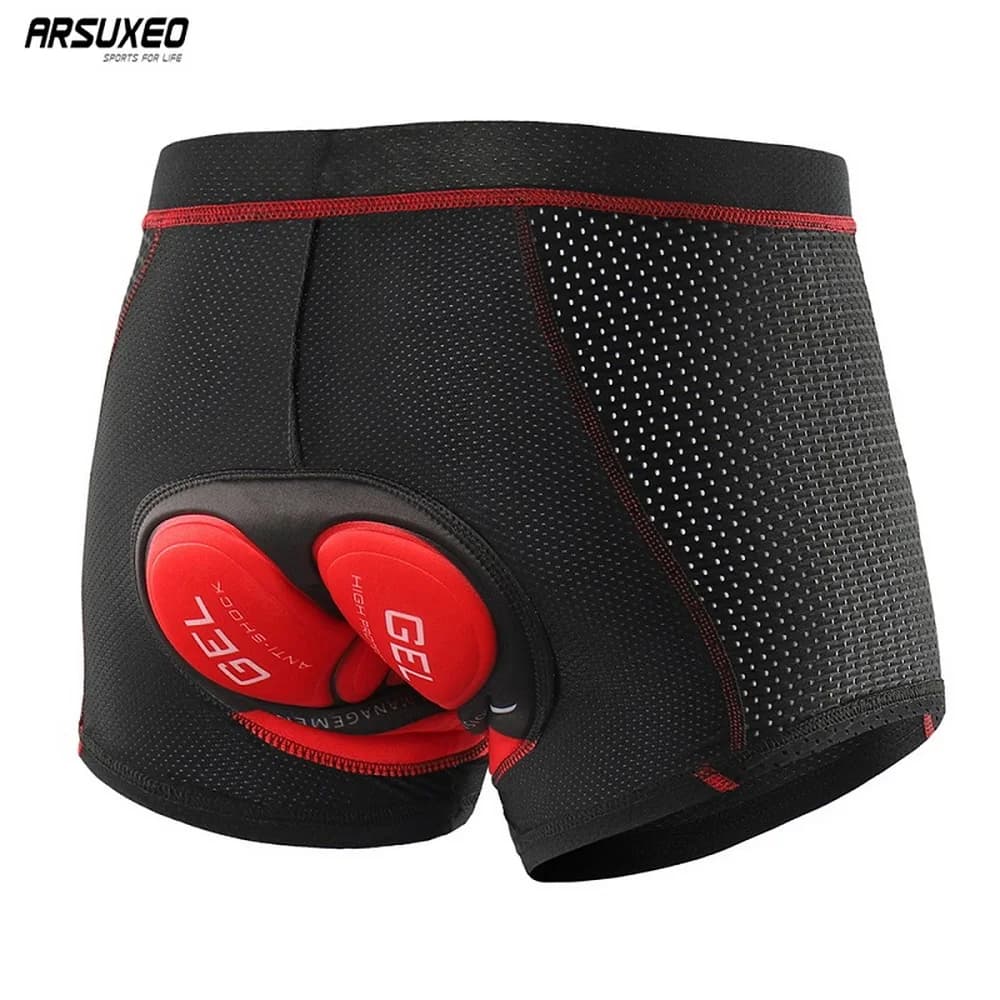 ARSUXEO Men's cycling underwear with 5D gel padding, shockproof cycling shorts, MTB bike shorts, breathable mesh cycling shorts, fast drying