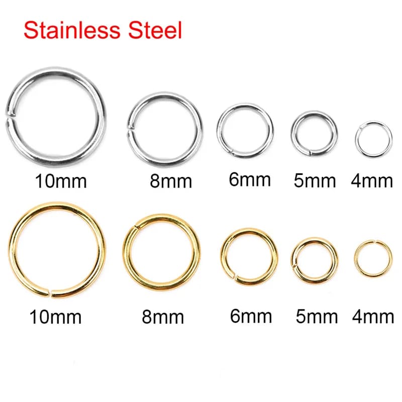 100 pcs PVD will never tramonterà open stainless steel rings 4/5/6/8/10mm divided rings connectors necklace bracelet jewelry accessories