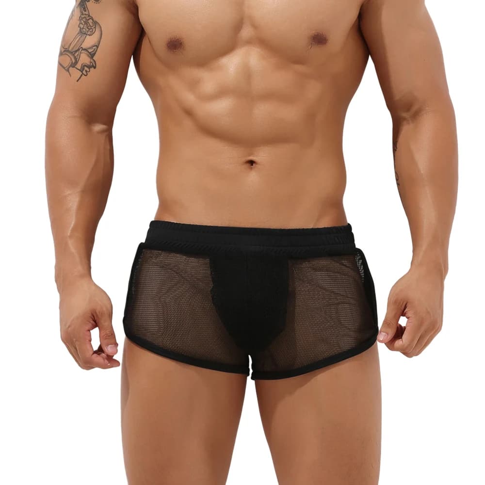 SEOBEAN Pantaloncini da pigiama in rete trasparente da uomo Foderati Boxer traspiranti Home Lounge Sleepwear Pantaloncini da pigiama in rete sexy