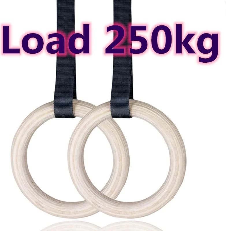 Wooden rings for tractions with adjustable buckle for strength training, fitness, gymnastics and bodybuilding at home