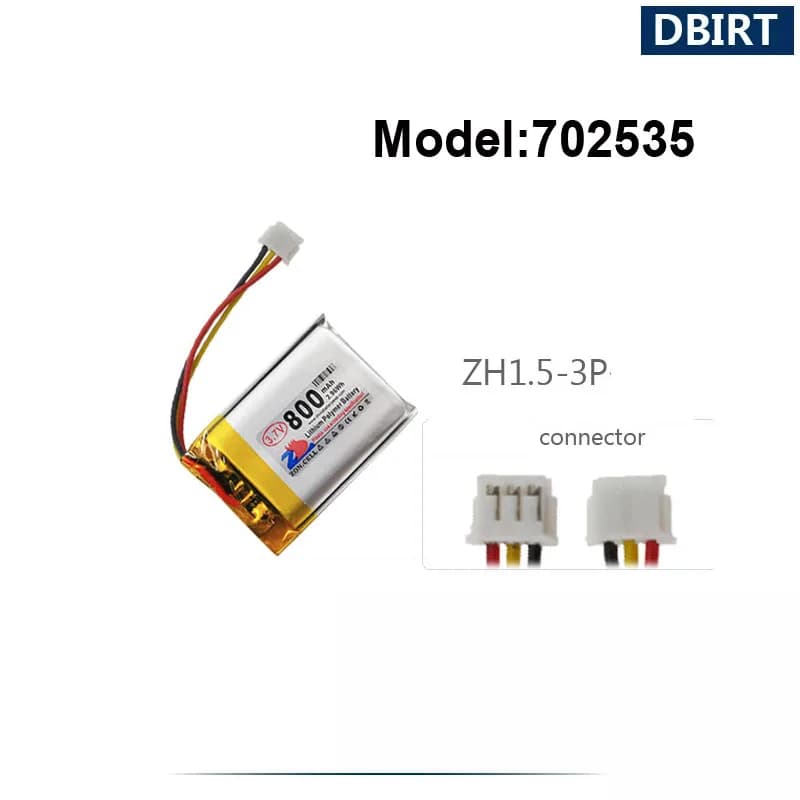 800mAh LP702535 AHB702535 702535 ZH1.5-3P Connector Battery for Smart Play Mouse GPS Headphone Watch