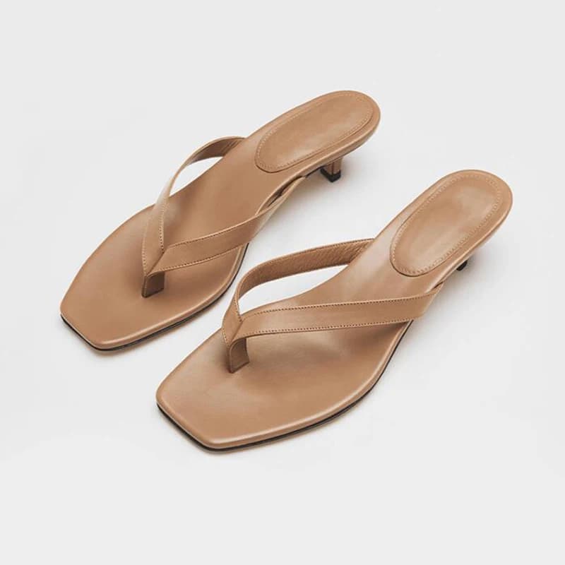 2025 Summer Square Toe Flip Flops Heel Slippers Women Luxury Stiletto High Heels Sandals Fashion Kitten Heels Sandalias Mujer