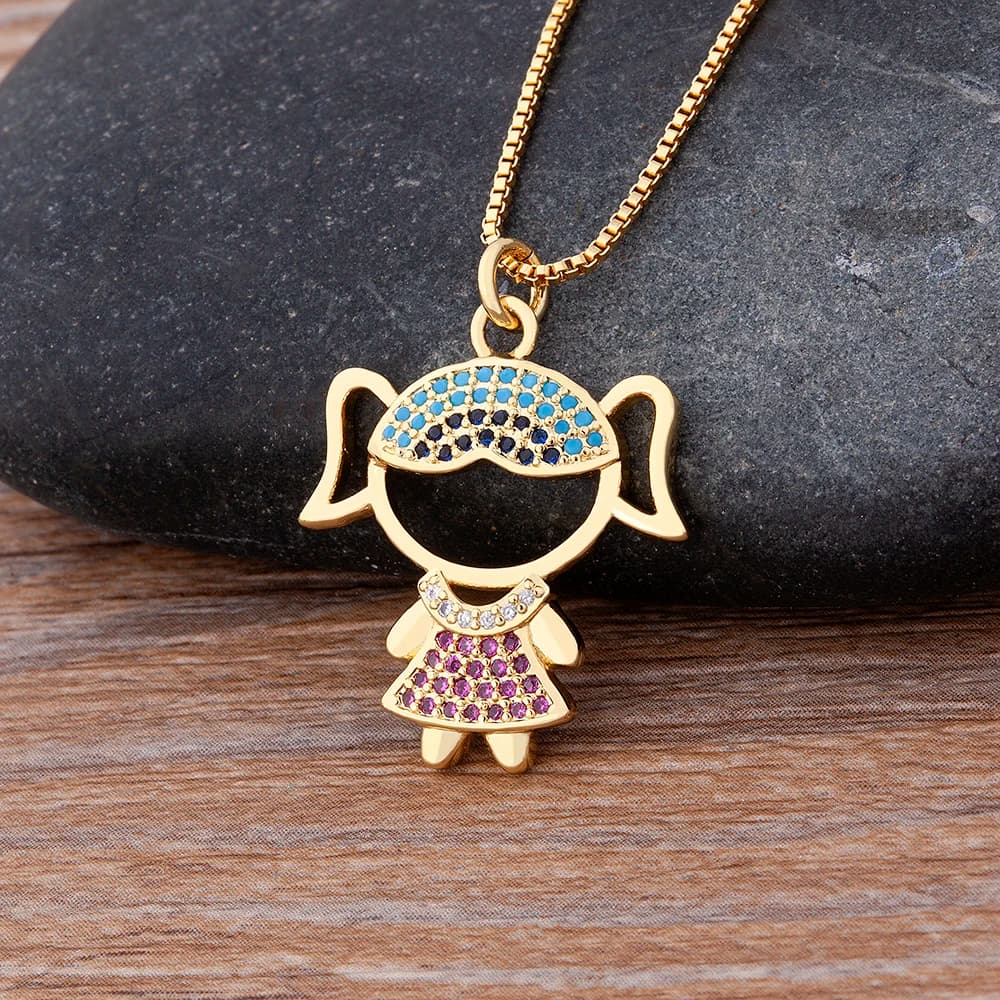 Nidin New 12 Styles Copper Zircon Love Necklaces Women Necklaces & Pendants Chain Jewelry Charm Mother's Day Gift