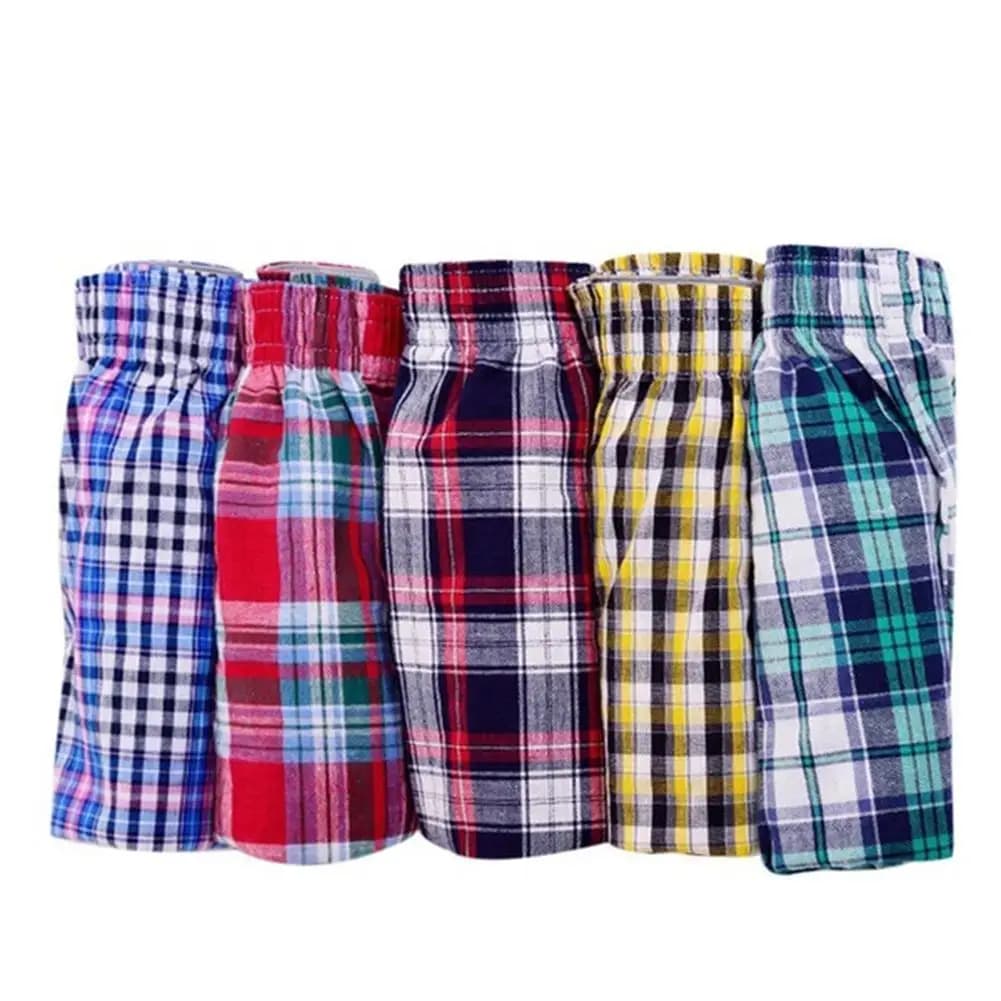 Boxer da uomo in cotone con freccia casual stampa scozzese elastico in vita biancheria intima estiva pantaloni da spiaggia traspiranti allentati boxer pantaloncini 2021 caldo