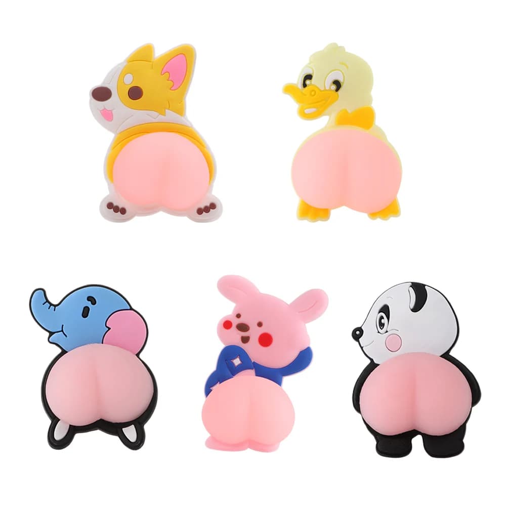1 paio Cartoon Animal 3D Silicone Butt Anti-collisione porta Stop adesivi evitamento collisione telefono Decor paraurti auto antigraffio