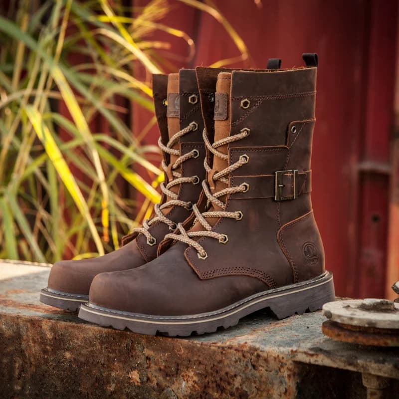 Cowhide Hiking shoes Men Waterproof Hunting boots Tactical Desert Snow boot Fur Ankle Trekking Women walking Motorcycle Sneaker