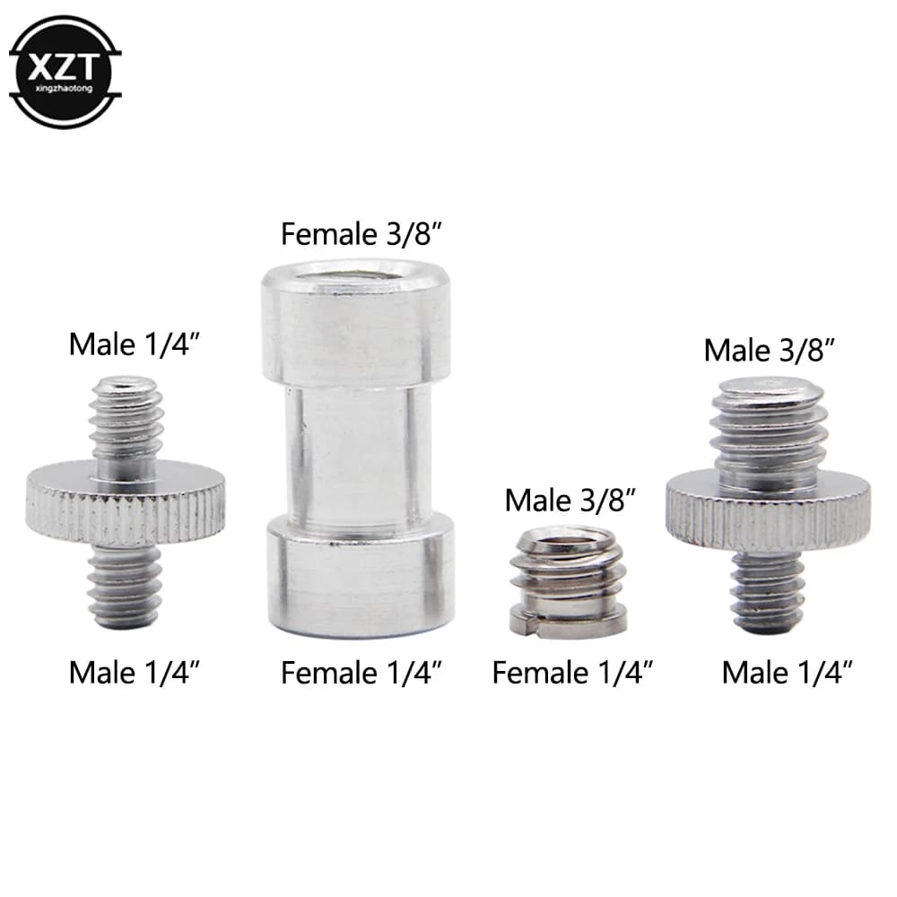 Set di 4 Adattatori a Vite Maschio-Femmina Durevoli da 1/4" e 3/8" per Treppiedi Fotografici e Supporti Luci - Nuovo