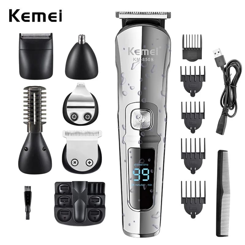 Kemei professional multifunction waterproof haircut 6 In 1 hair cutter electric shaver for men Grooming Kit KM-8508