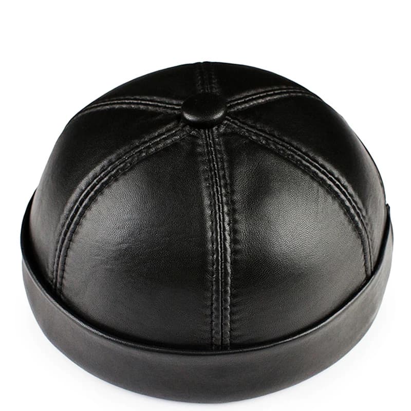 Real Leather Retro Hat Casual Landlord Chinese-Style Hat Genuine Leather Cap Thin Round Caps Fashion Winter Autumn Luxury Hats
