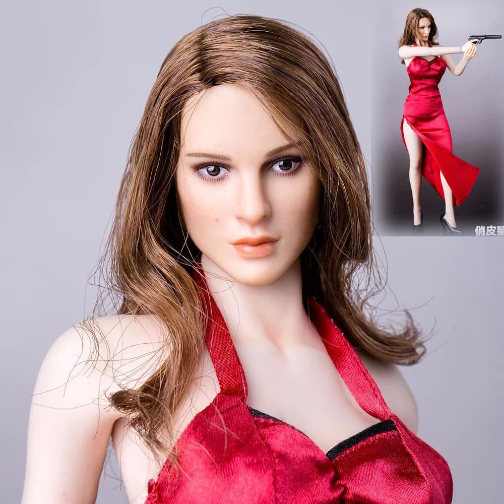 1/6 scala testa di bellezza femminile gioca ragazza scolpire lunghi capelli castani ricci KT008 per 12 "femmina PH Action Figure corpo pallido