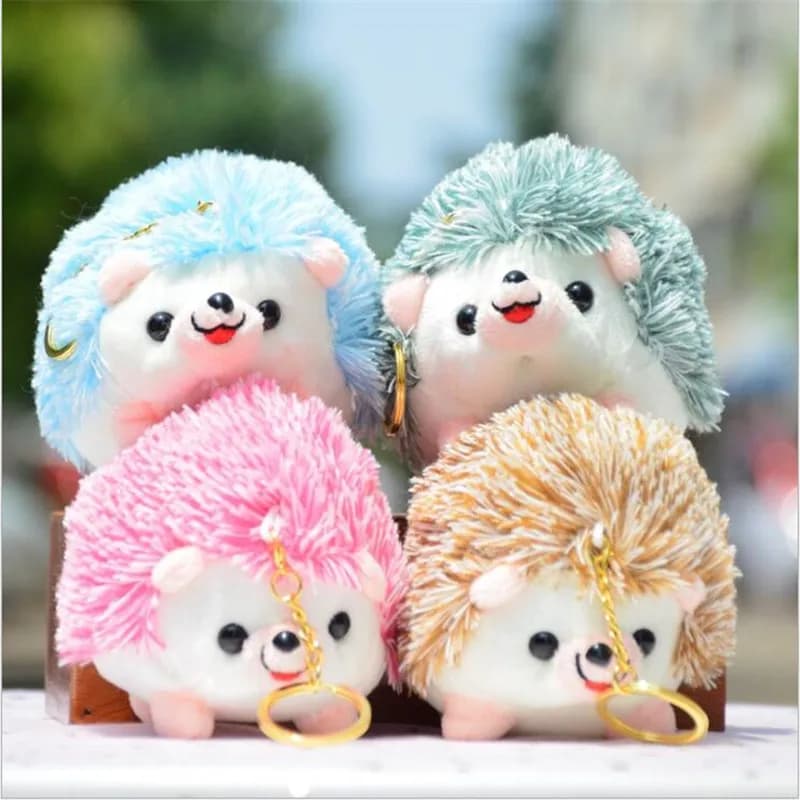 1PCS Plush Hedgehog Toys Key Chain Ring Pendant Plush Toy Animal Stuffed Anime Car Fur Gifts for Women Girl Toys Doll 12CM