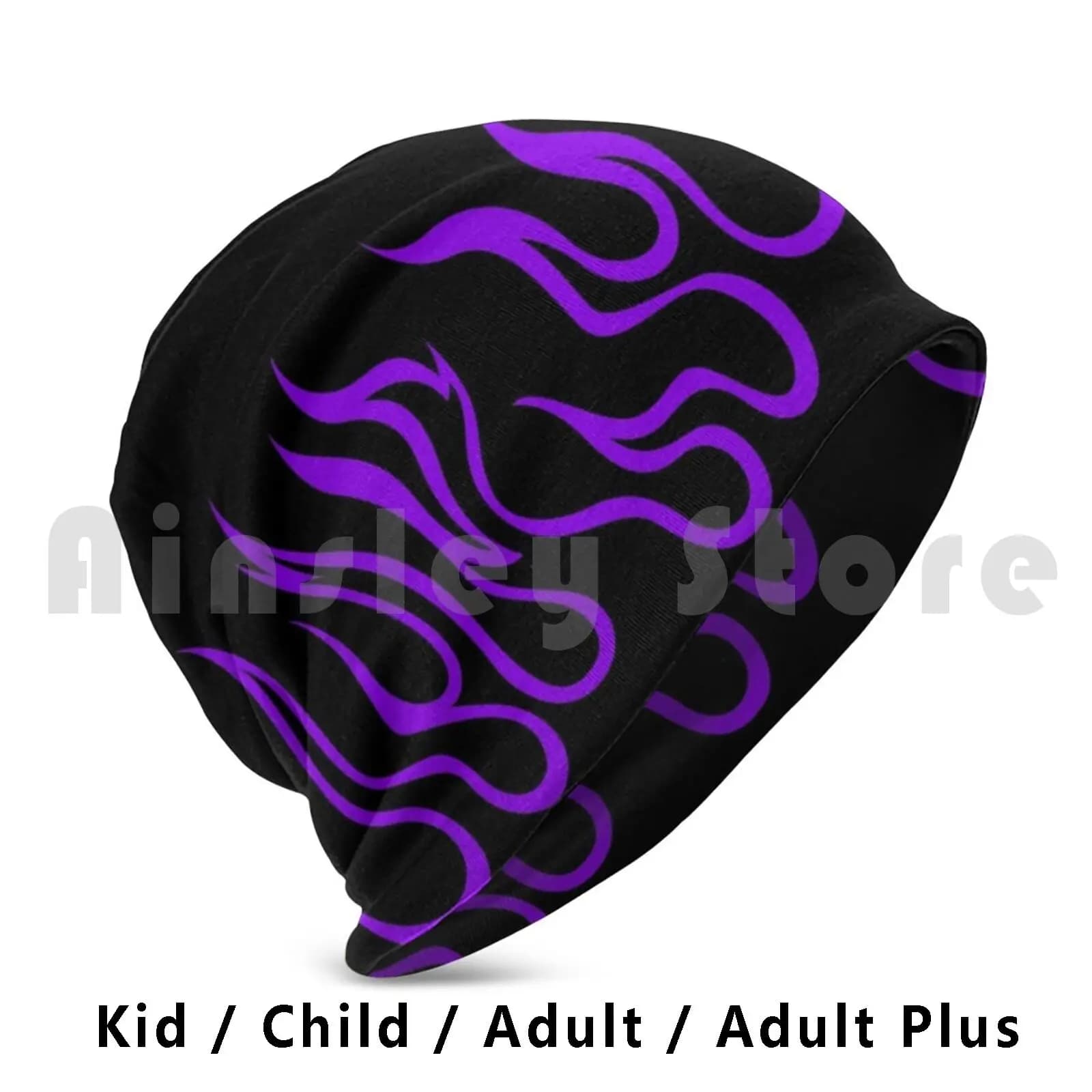 Deep Purple Flames Beanies Knit Hat Hip Hop Billie Creepy Font Belly Ache Bellyache Horror Font Vsco Girl Tumblr