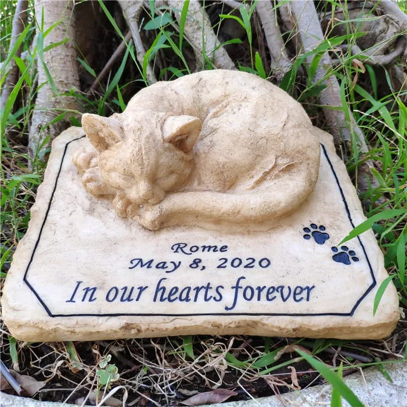 Perfetto Gatto Memorial di Pietra con UN 3D Gatto Sulla Parte Superiore Simpatia Gatto Perdita di Regali Per Ambientazione Esterna In Casa Da Giardino In Resina pietre