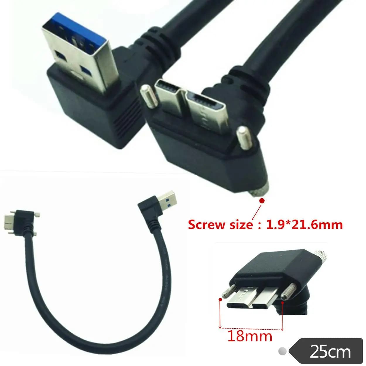Double bend USB 3.0 Type A 90 Degree UP&Down Angled to Micro B Male Cable for Samsung S5 Note 3 HDD External Hard Drive Disk