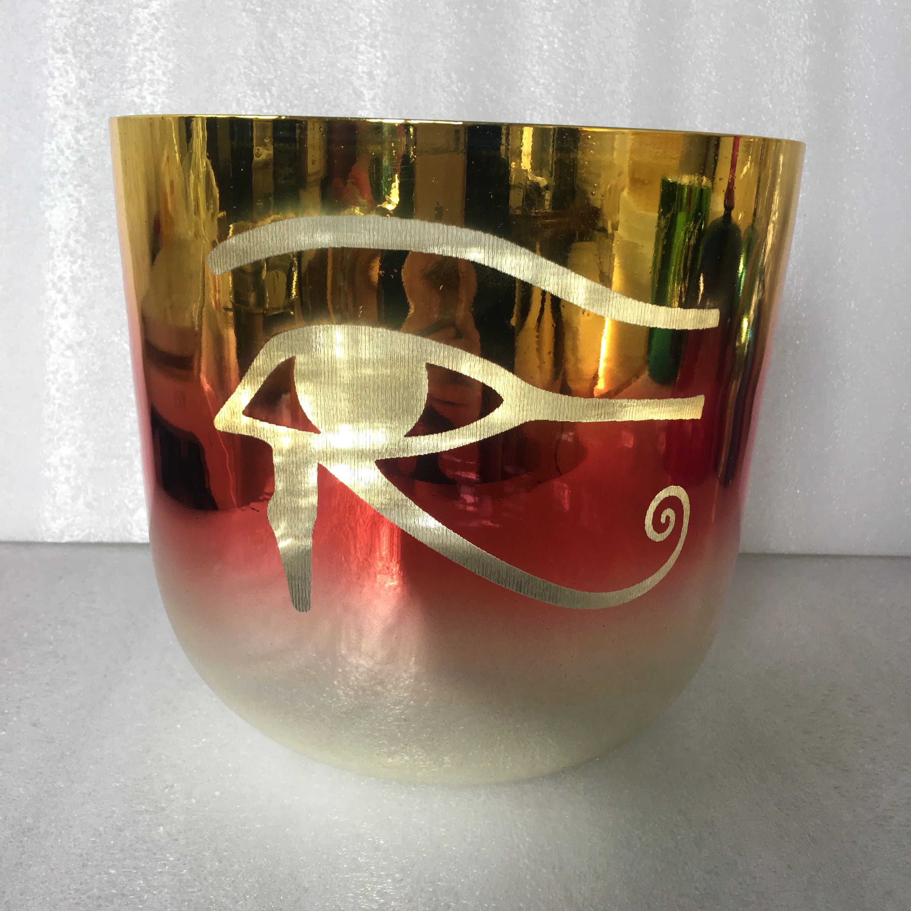 3rd Octave A note Third Eyes chakra or B note Crown chakra titanium mixed color Crystal Singing Bowl"Sky eye" engraving