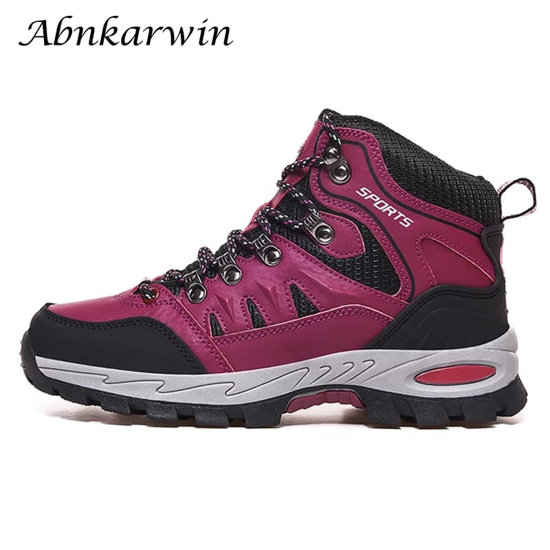 Scarpe da trekking in pelle da montagna per donna invernale alla caviglia Stivali da donna Scarpe da ginnastica da trekking Tracciamento da campeggio Turismo Trekking Trecking