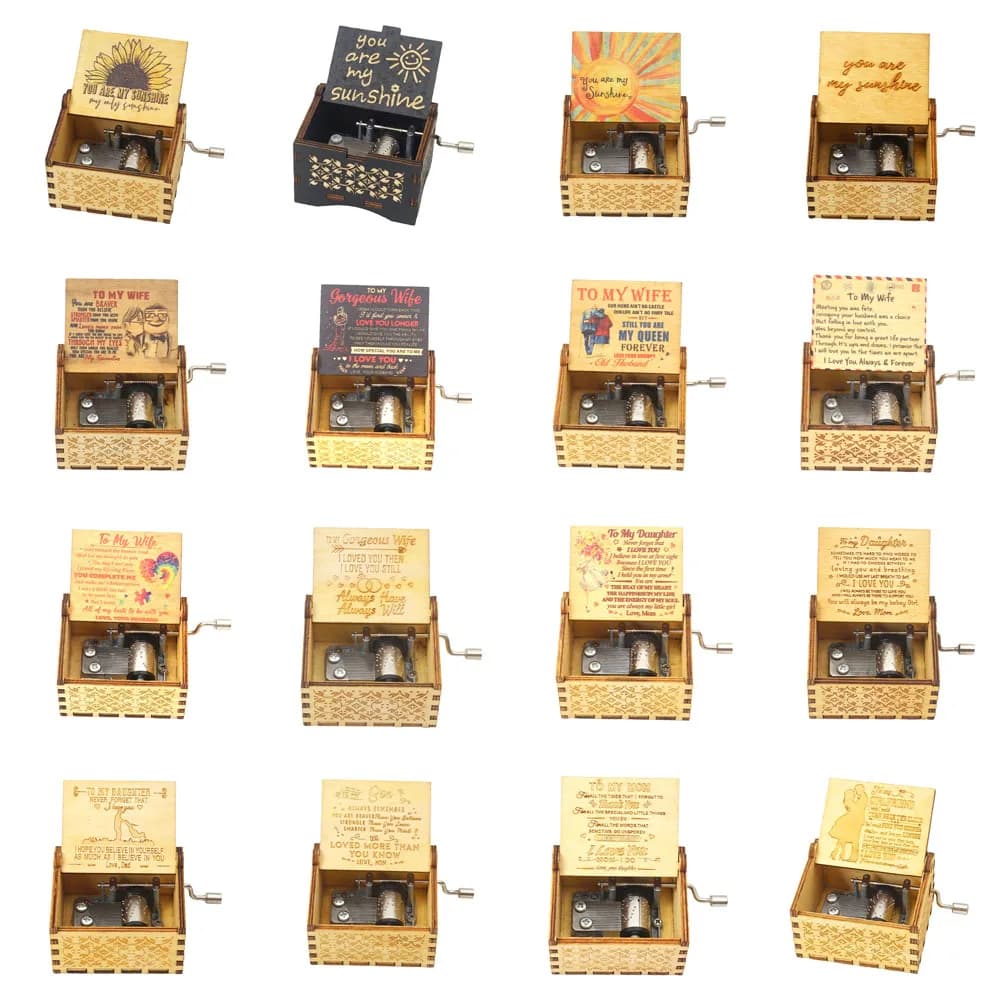 Scatole musicali in legno You are My Sunshine, scatole musicali in legno vintage con incisione laser, regali per compleanno/Natale/San Valentino