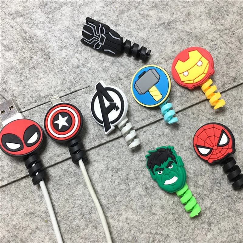 1 pz MARVEL Protezione cavo USB Gestione linea dati Organizzatore Clip Protetor De Cabo Protezione cavo per iPhone Android