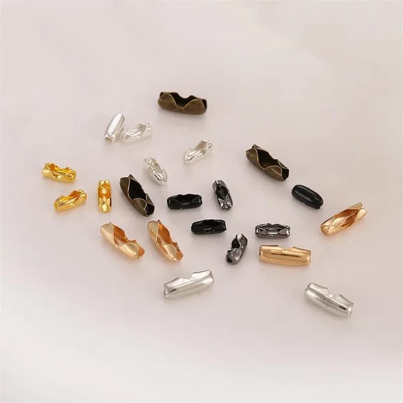 100 pz/lotto 1.5/2/2.4/3.2 millimetri Catena Della Sfera Connettori branello catene Catenacci Oro/Argento/ nero Connettori Per Il FAI DA TE I Risultati Dei Monili Fare