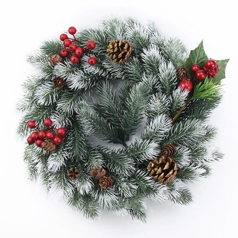 10 pezzi di piante artificiali aghi di pino di plastica fiocco di neve fiori finti scrapbooking albero di natale decora casa camera scatola regalo fai da te