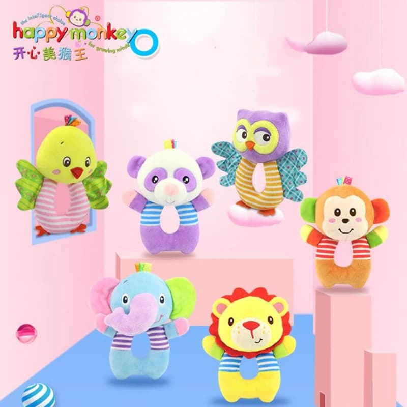 Neonato Morbido Peluche A Mano Afferrare Giocattoli Per Bambini 0-12 Mesi Letto Passeggino Animale Del Fumetto BB Appeso Sonaglio Bambola Giocattolo Educativo Regalo