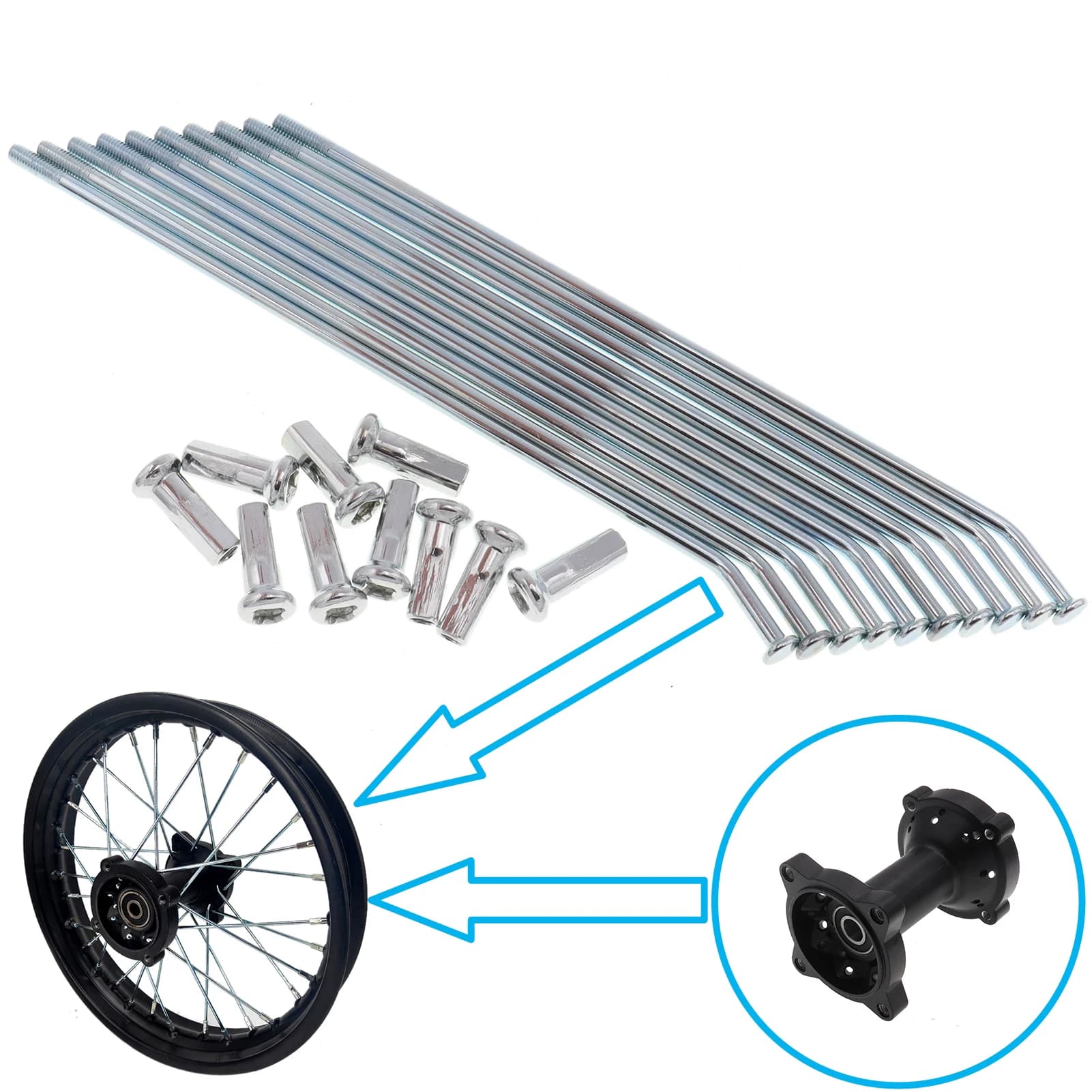 10 pz/set 10 "12" 14 "16" 17 "19" Cerchione Anteriore O Posteriore Mozzo Ruota Raggio per XR CRF BBR Dirt Pit Bike