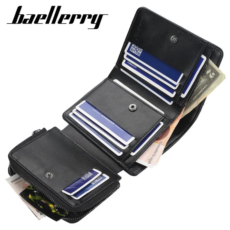New high quality leather men's wallet with short zipper coin holder for men's Vintage coin purse