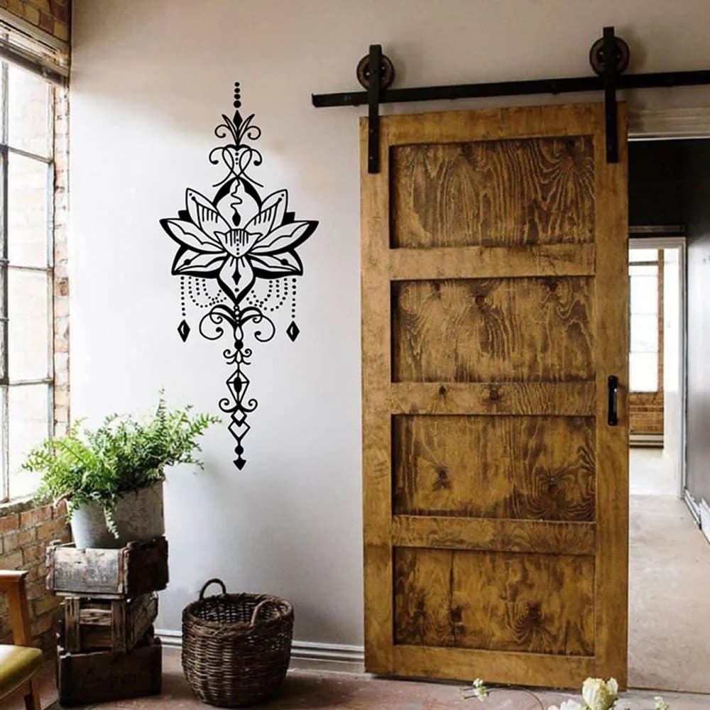Grande Mandala Lotus Arrow Yoga Studio Wall Sticker soggiorno camera da letto Namaste Lotus Flower Wall Decal Vinyl Home Decor