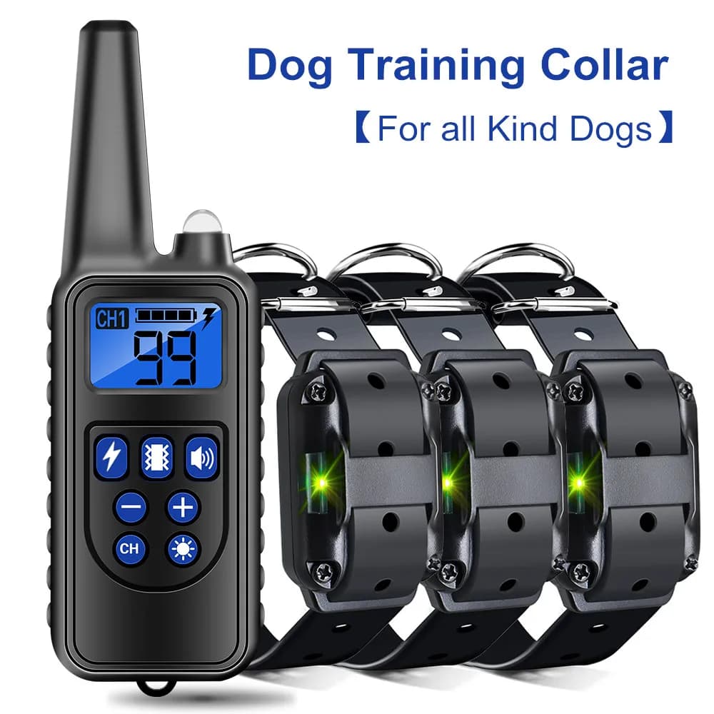 Collare elettrico per addestramento del cane Antiabbaio per cani Ricaricabile Impermeabile Telecomando per animali domestici Suono di vibrazione degli urti di tutte le dimensioni 3 cani