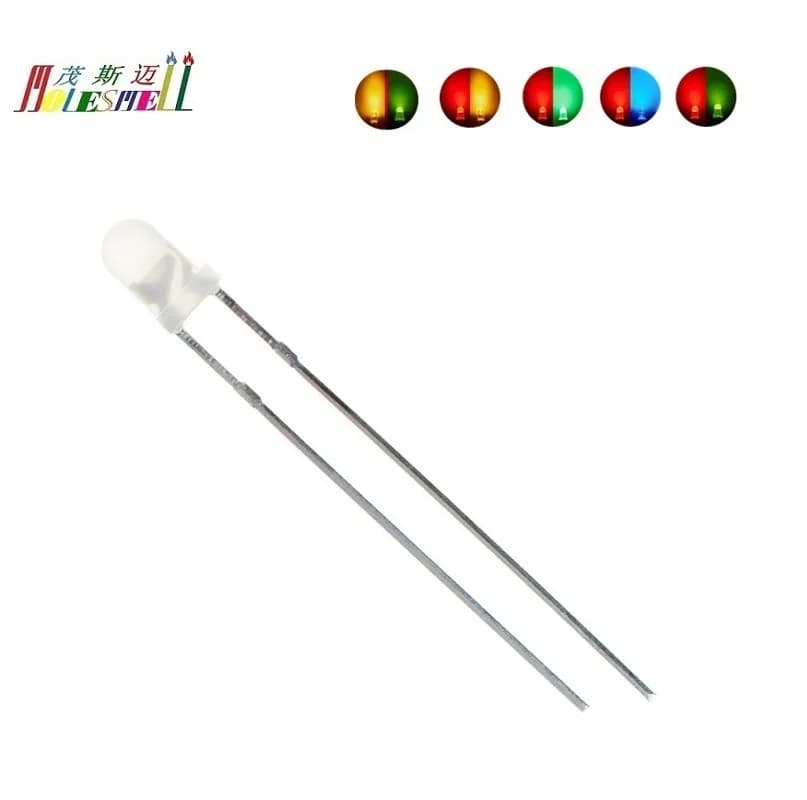 10 pz 3mm 2 Pin LED Rosso/Giallo Rosso/Blu Rosso/Verde Giallo/Verde Bicolore Diffuso Doppio Bicolore Polare Che Cambia LED