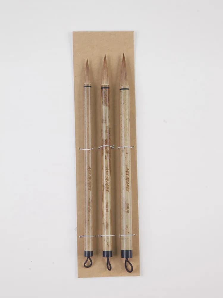 ArtSecret High Grade Calligraphy Watercolor Brush Kolinsky Hair Bamboo Handle Chinese Painting 3PC/Set BKG-03
