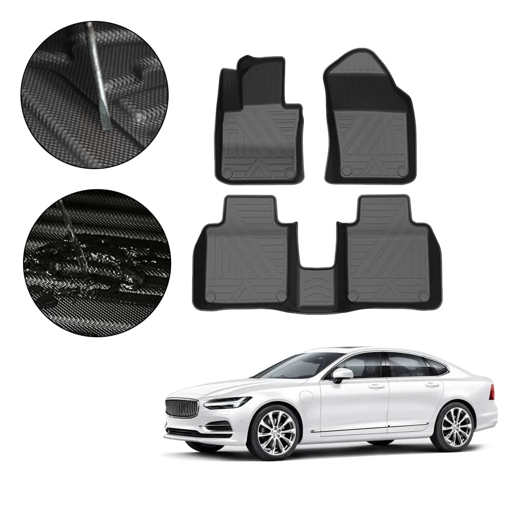 Completely surrounded foot for Volvo S90 2017 2018 - 2023 2024 2025Car Waterproof Non-slip Rubber Mat TPE Car Accessories